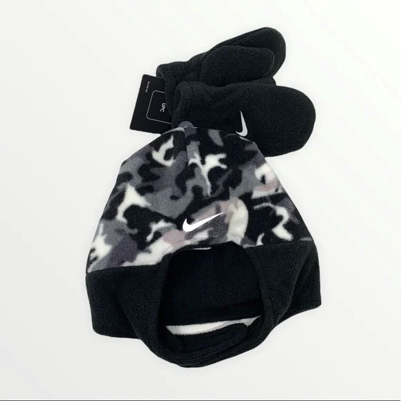 Nike 2-Piece Fleece Chin Strap Trapper Hat and Mittens Set - Picture 2 of 4